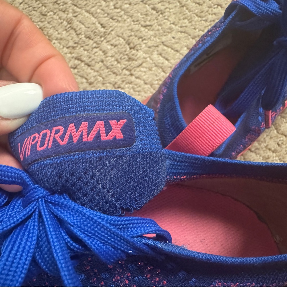 Nike Women's Blue and Pink Flyknit VaporMax Sneakers - Picture 6 of 8